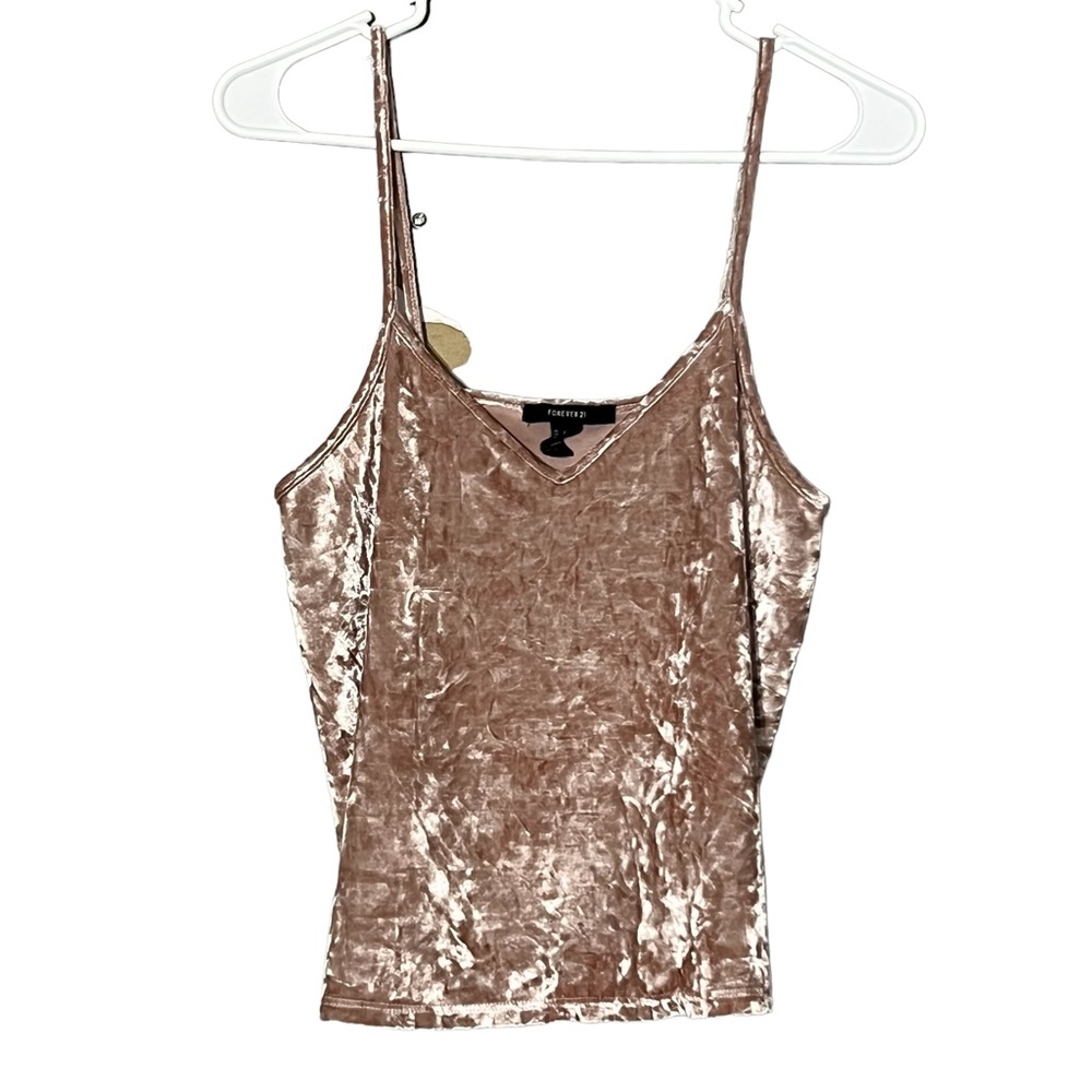 Forever 21 Women’s Blush Pink Velvet Cami Crop Top